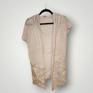 Suzy D Linen cover up size small medium Light Beige Open Front Cardigan